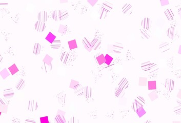 Light Pink vector background with triangles, circles, cubes.