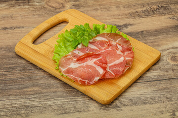 Smoked pork neck slices snack