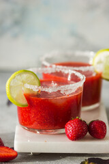 A delcious frozen strawberry daiquiri or Daiquiry cocktail