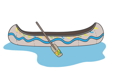 American indian canoe with a paddle