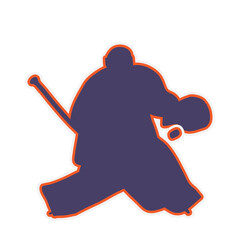 ice hockey goalkeeper in action  - vector illustration silhouette