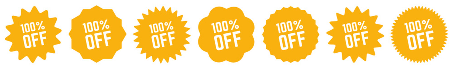 100 Percent OFF Discount Tag Orange | Special Offer Icon | Sale Sticker | Deal Label | Variations