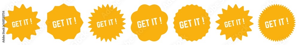 Wall mural Get It! Tag Orange | Icon | Sticker | Deal Label | Variations