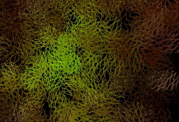 Light Green, Yellow vector pattern with curved lines.