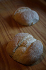 homemade bread on wooden table