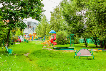 Empty playground in the yard