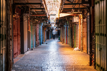 Empty streets of the old city of Jerusalem due to quarantine during the coronavirus pandemic