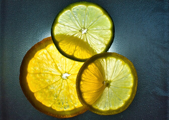 Backlit Citrus trio slices