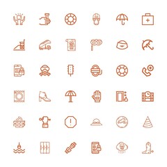Editable 36 safety icons for web and mobile