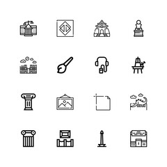 Editable 16 museum icons for web and mobile