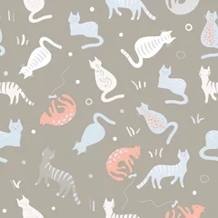 Papier Peint photo Sous la mer Modèle simple de chats de couleur mignonne. Illustration vectorielle