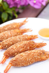 Fried Prawn Balls with Sweet Sauce.