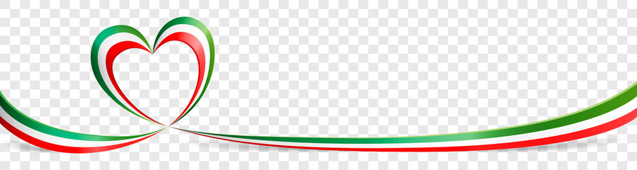 Italian flag heart shaped ribbon banner on transparent background - 368533714