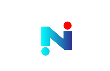 N blue red alphabet letter logo icon. Gradient design for company and business identity