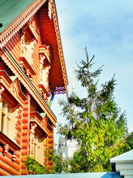 Russia Moscow summer Strogino Russian architecture