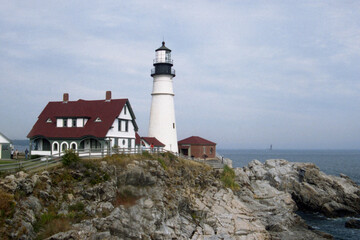 Fototapeta na wymiar EPSON scanner image Portland Head Lighthouse, Maine