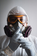 doctor and his protective equipment to fight covid19  - 368535330