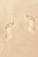 pair of footprints in the sand vertical pattern design tropical island