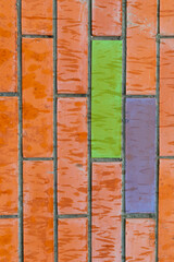 brick wall old vertical pattern folded blocks red green purple art decor