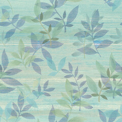 Botanical watercolor pattern on an abstract green background.