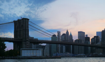 landscape of lower manhattan at sunset time 