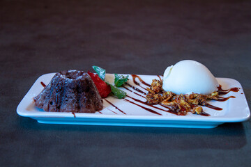 Delicious food on a grey table