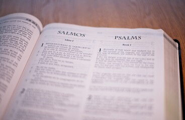 Fototapeta na wymiar Holy Bible Christian Book New Testament - Book of Psalms