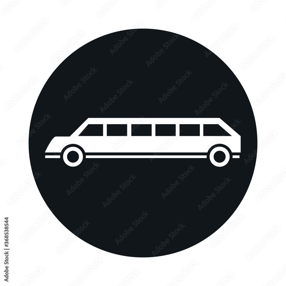 Poster car limousine model transport vehicle block and flat style icon design