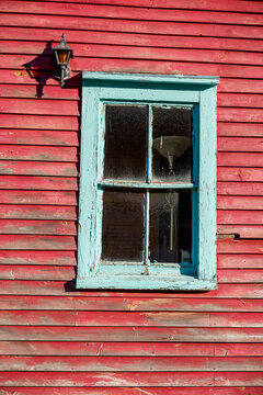 Fishing Net house window St Johns Newfoundland