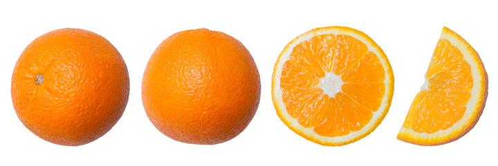 Fresh orange isolated on white background. different angles