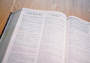 Fototapeta premium Holy Bible Christian Book New Testament - Luke Gospel