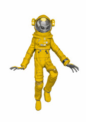 alien astronaut is floating
