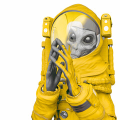 alien astronaut is talking about aliens meme pose © DM7