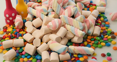 Different sweets decorating a beautiful party table.