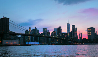 Obraz na płótnie Canvas night view of lower manhattan NYC USA