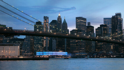 night view  of financial district manhattan NYC 