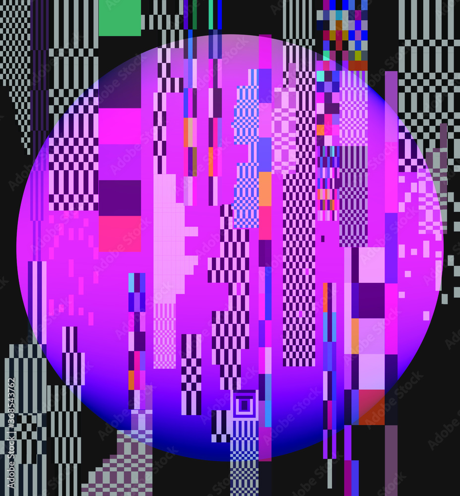 Aufkleber abstract technology background with pixel noise compression artifacts. glitched screen with digital 