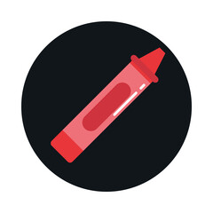 school education supply red crayon color block and flat style icon