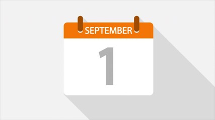 September 1st on the calendar, art video illustration.
