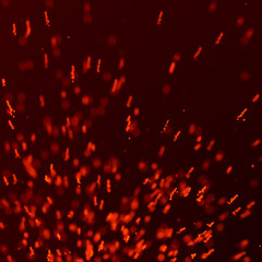 Fototapeta na wymiar Fire flying sparks. Burning red sparks. Blurred bright light. 3D rendering.