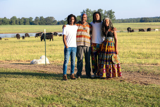 Family farm portrait in African centric clothing