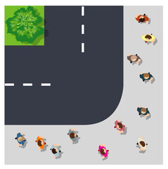 The top view is a map of the city district module block with town infrastructure