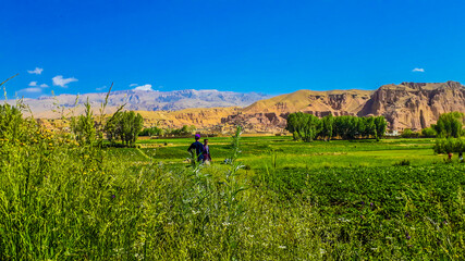 Naklejka na ściany i meble View of Bamiyan Valley - Afghanistan beautiful mountains