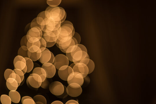 Soft Focus Bokeh Of Gold Holiday Lights