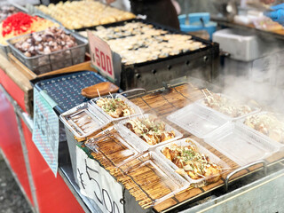  Takoyaki japanese food on the street to Fushimi Inari shrine at Kyoto,Japan.