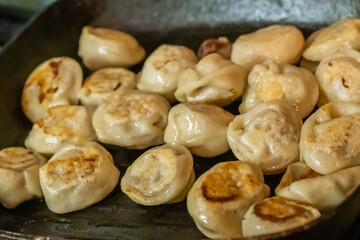 quick snow fried dumplings with meat filling beef and delicious crust