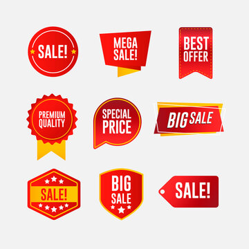 Collection of discount stickers, badge