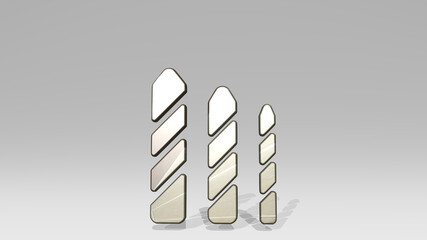 HARDWARE DRILL CARBIDE made by 3D illustration of a shiny metallic sculpture casting shadow on light background. computer and equipment