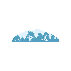 mountain with snow icon, flat style