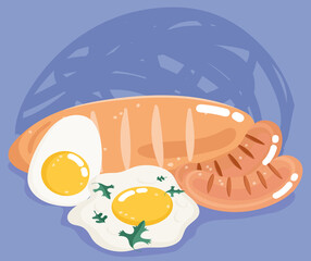 food dinner menu fresh breakfast eggs bread and sausages